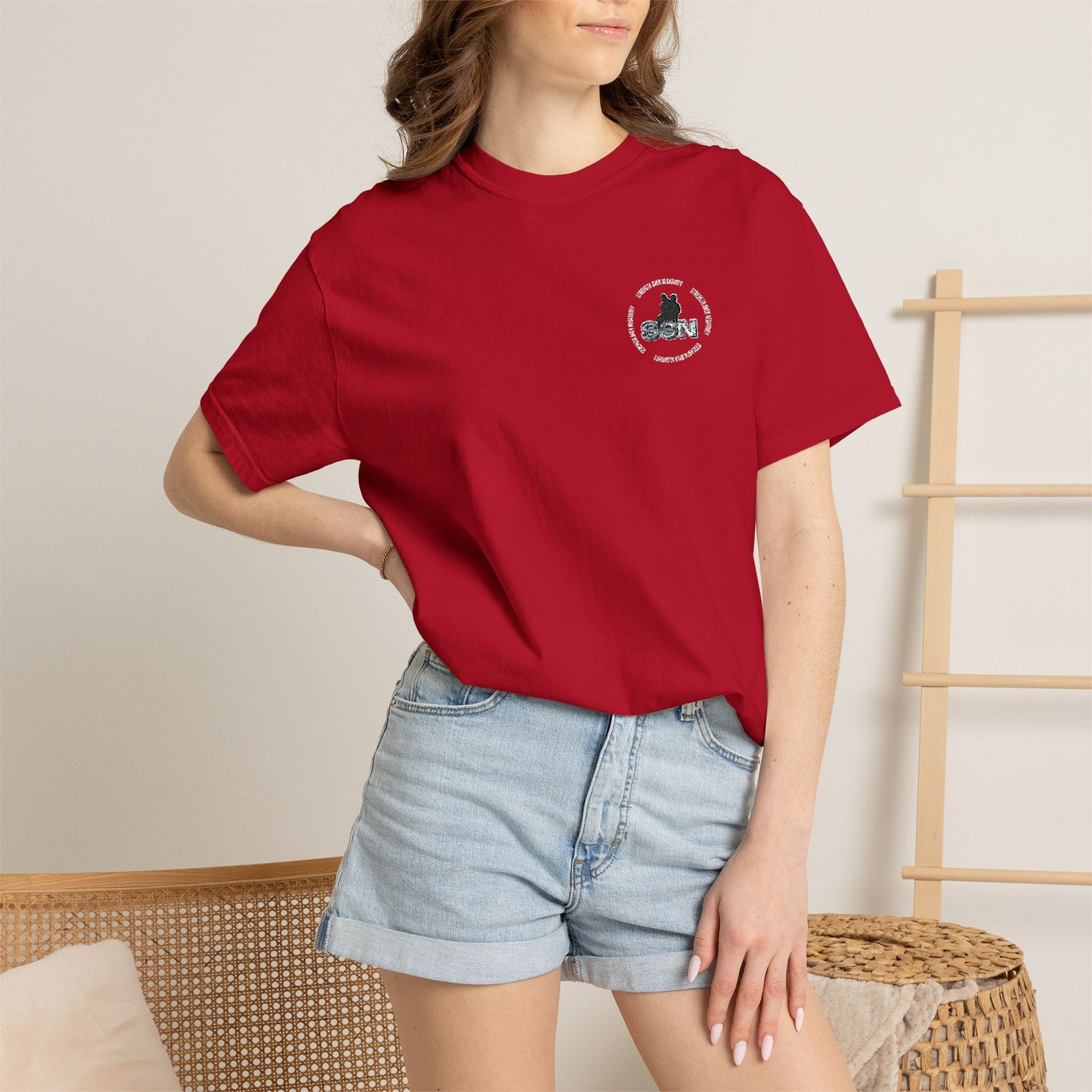 Cat Silhouette Floral Pocket T-Shirt