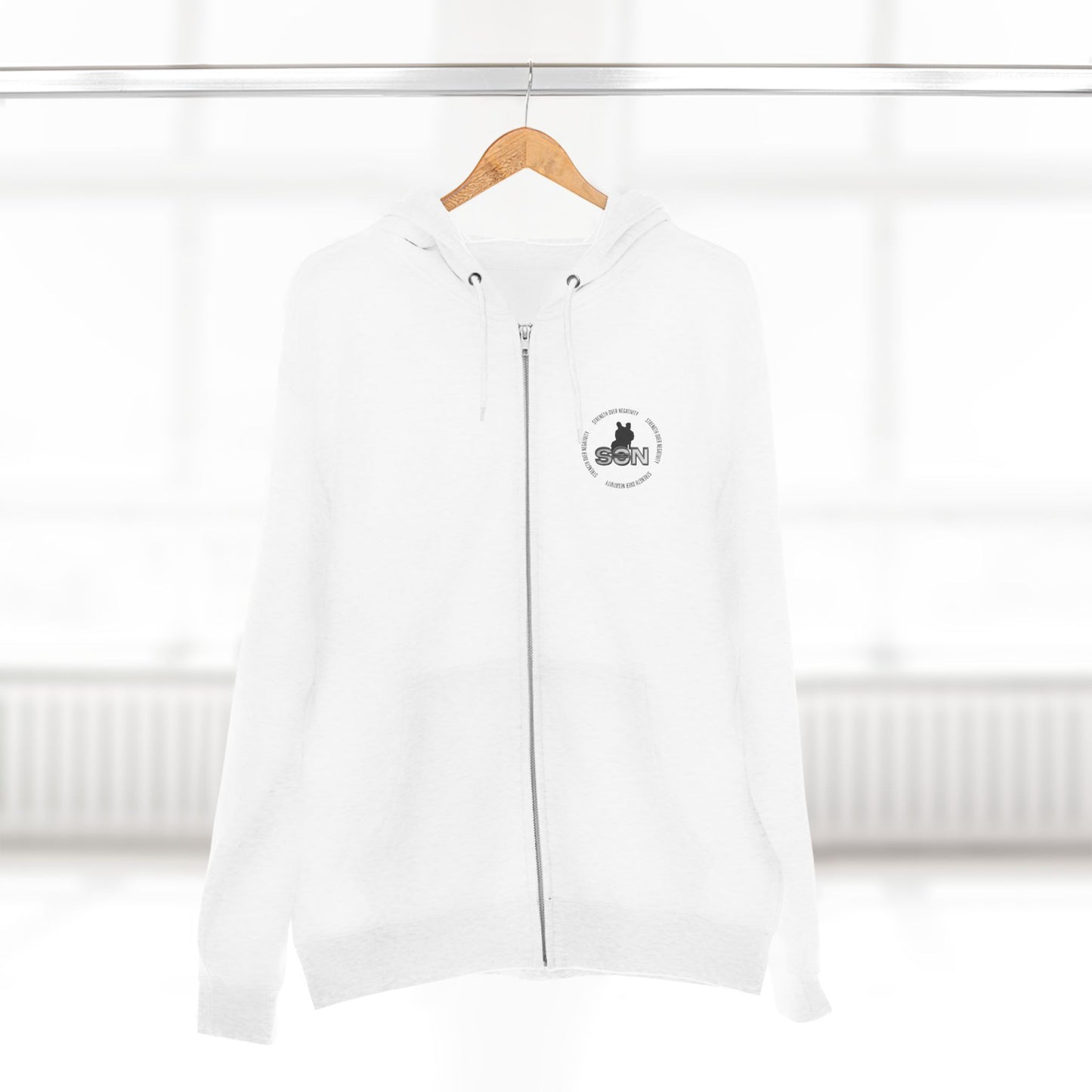Split Wolf Crest Zip Hoodie — Dark & Gold Half-Skull Laurel Back Print