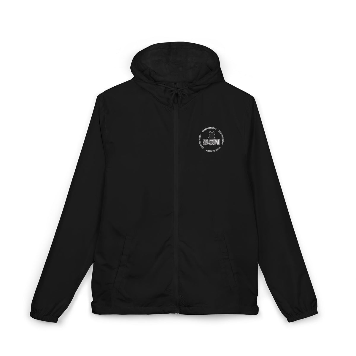 Windbreaker Jacket — Raven & Dove Split Emblem Hooded Windbreaker