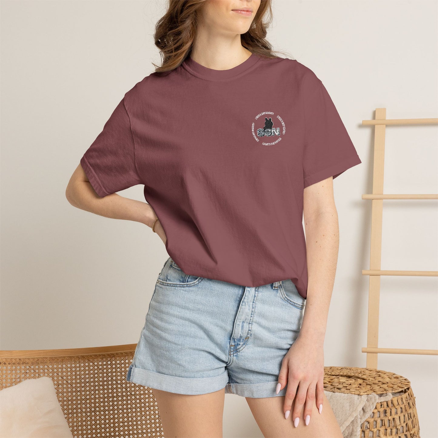 Cat Silhouette Floral Pocket T-Shirt
