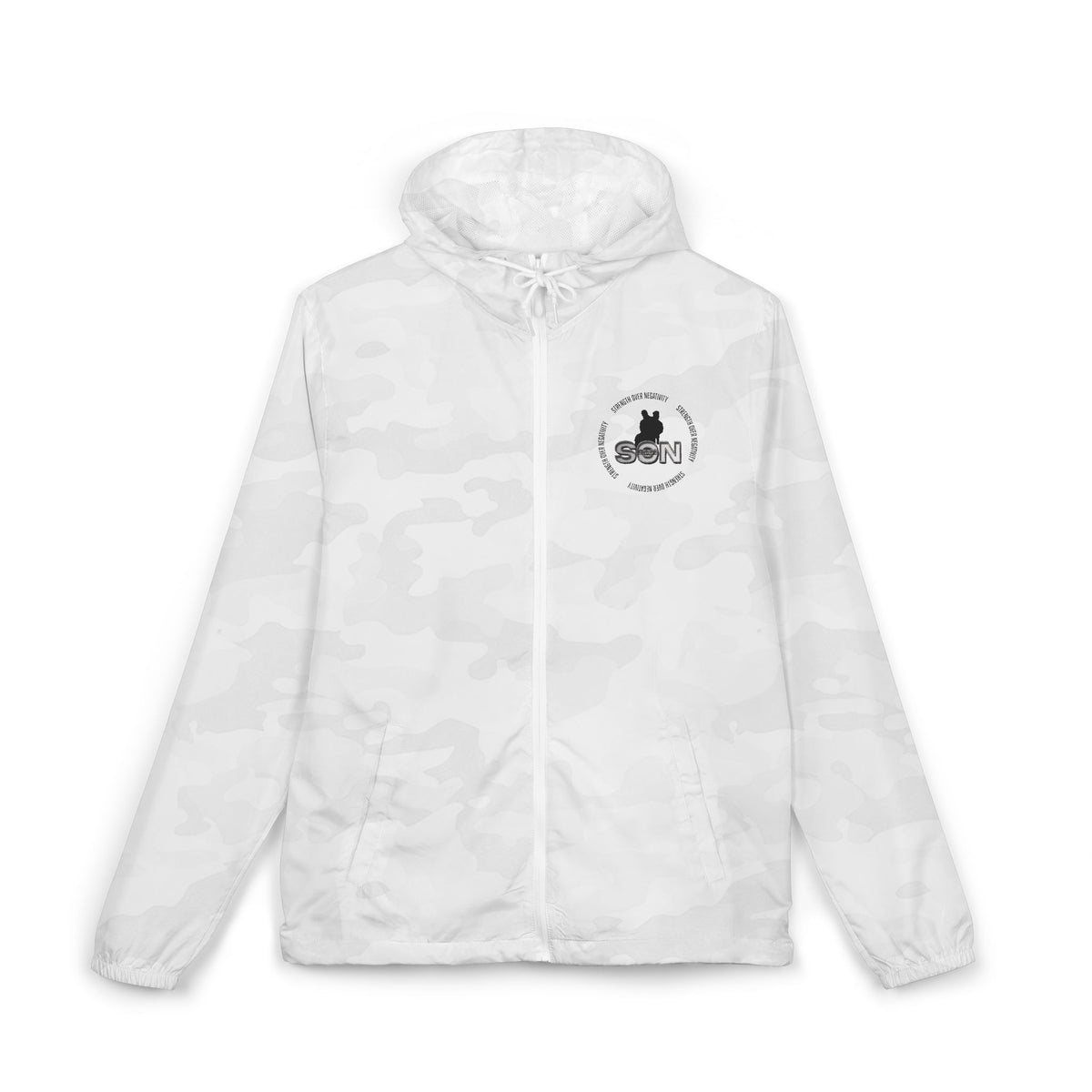 Windbreaker Jacket — Raven & Dove Split Emblem Hooded Windbreaker