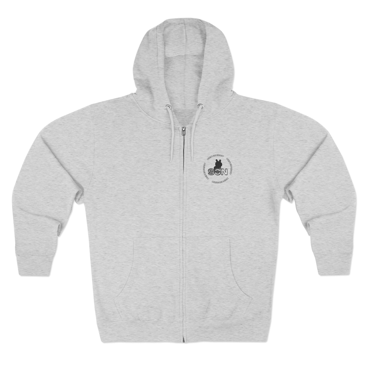 Split Wolf Crest Zip Hoodie — Dark & Gold Half-Skull Laurel Back Print
