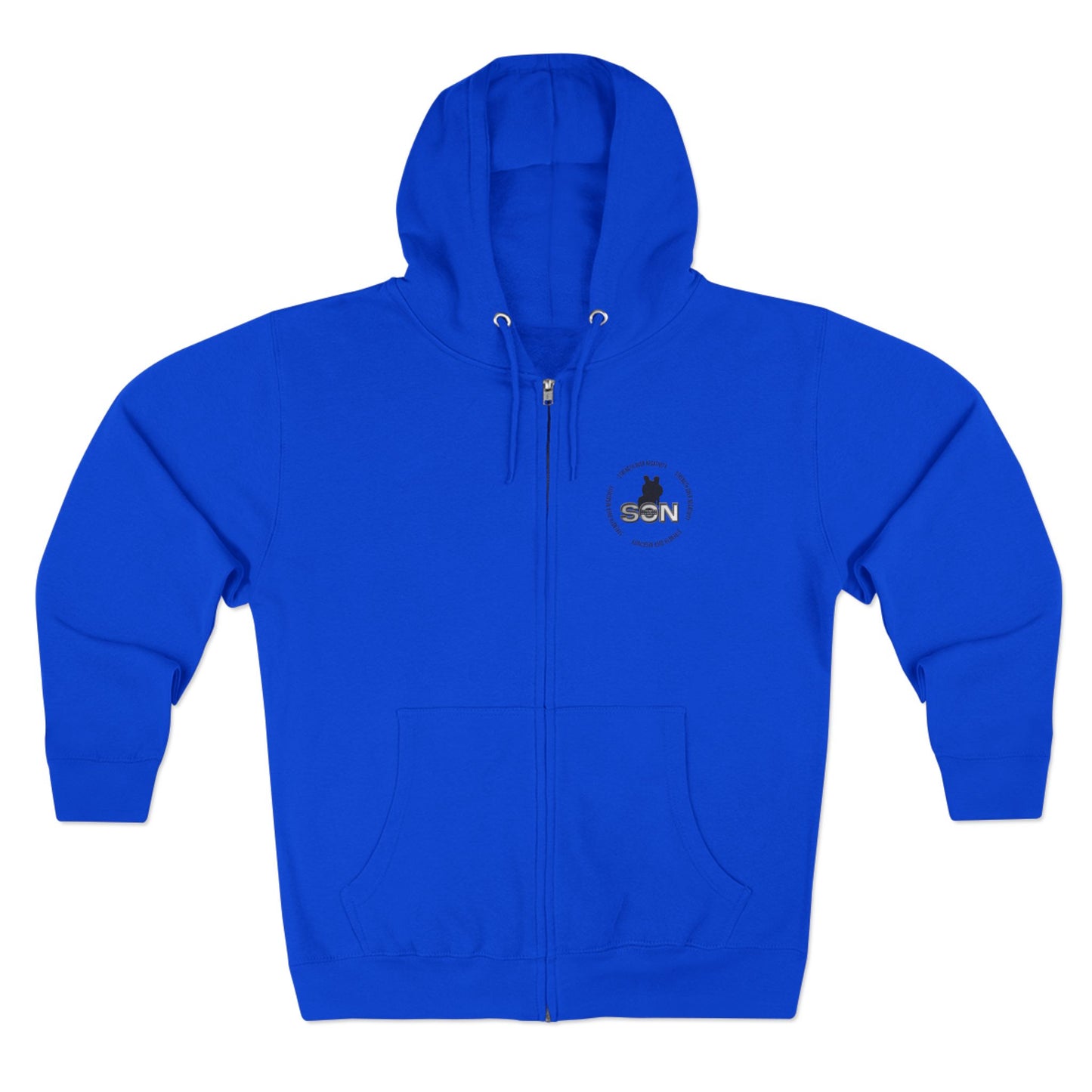 Split Wolf Crest Zip Hoodie — Dark & Gold Half-Skull Laurel Back Print