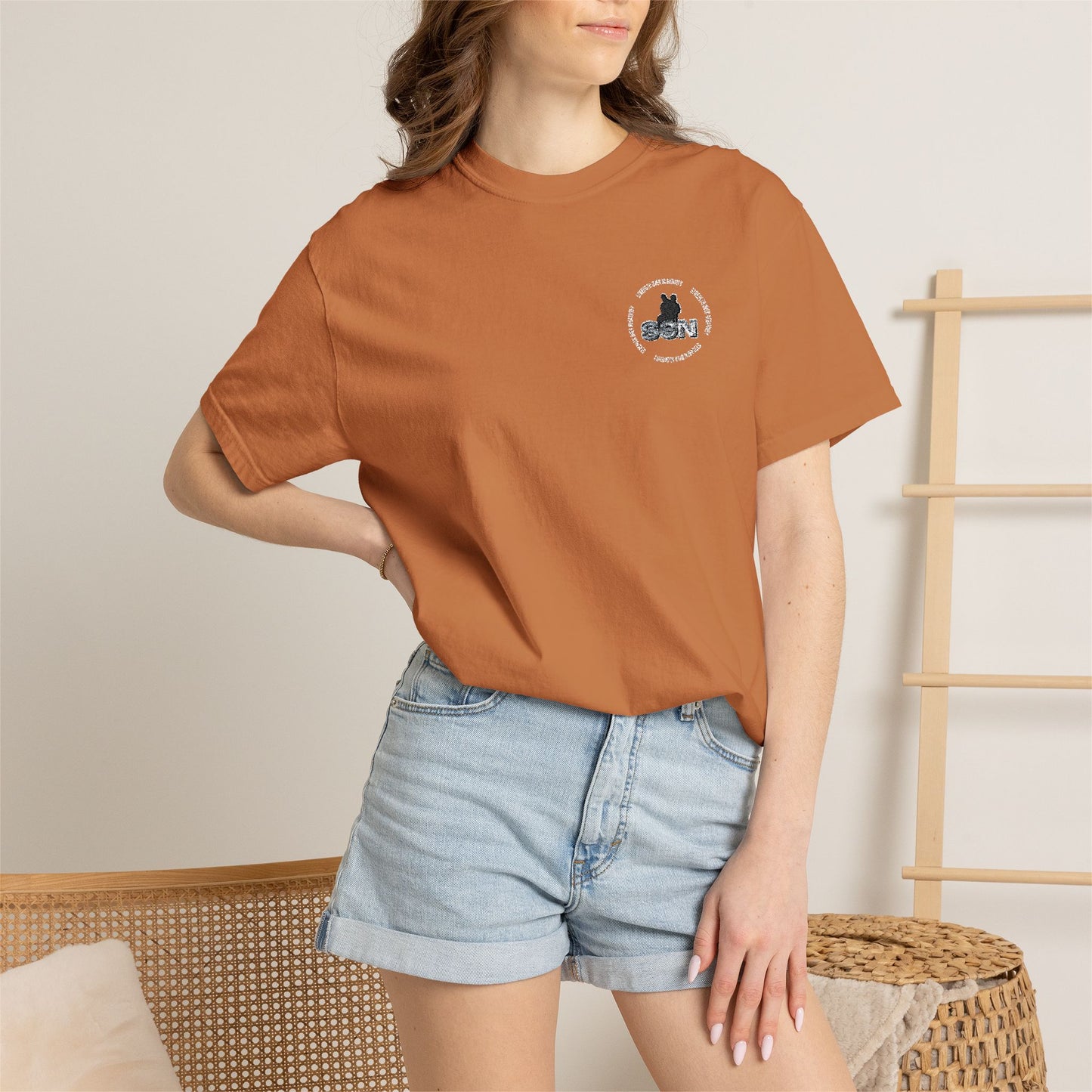 Cat Silhouette Floral Pocket T-Shirt