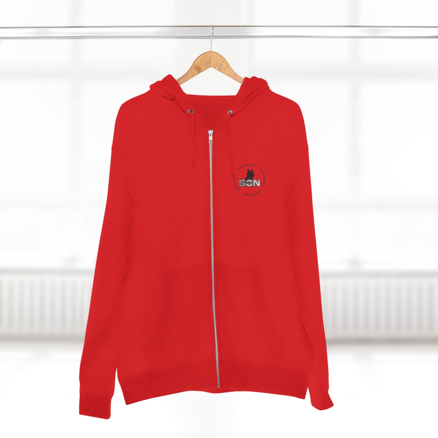 Split Wolf Crest Zip Hoodie — Dark & Gold Half-Skull Laurel Back Print