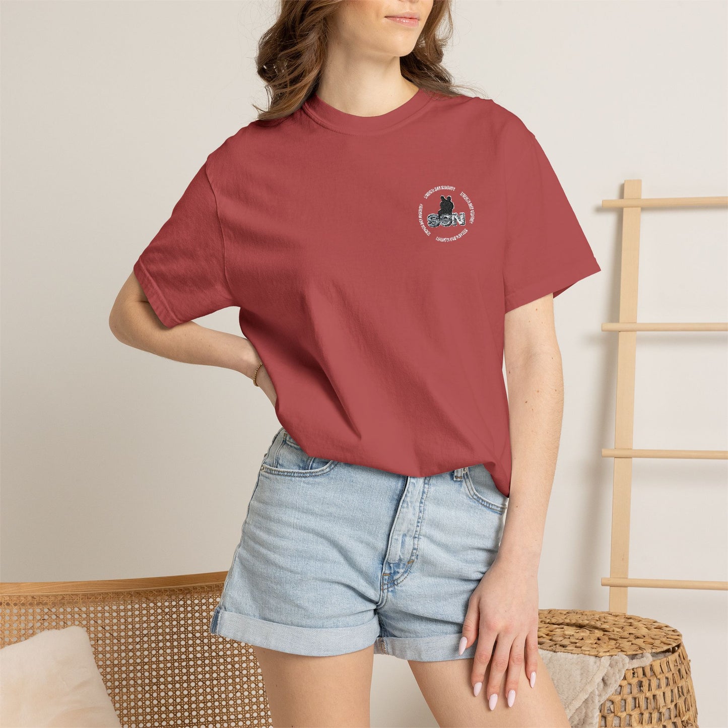 Cat Silhouette Floral Pocket T-Shirt