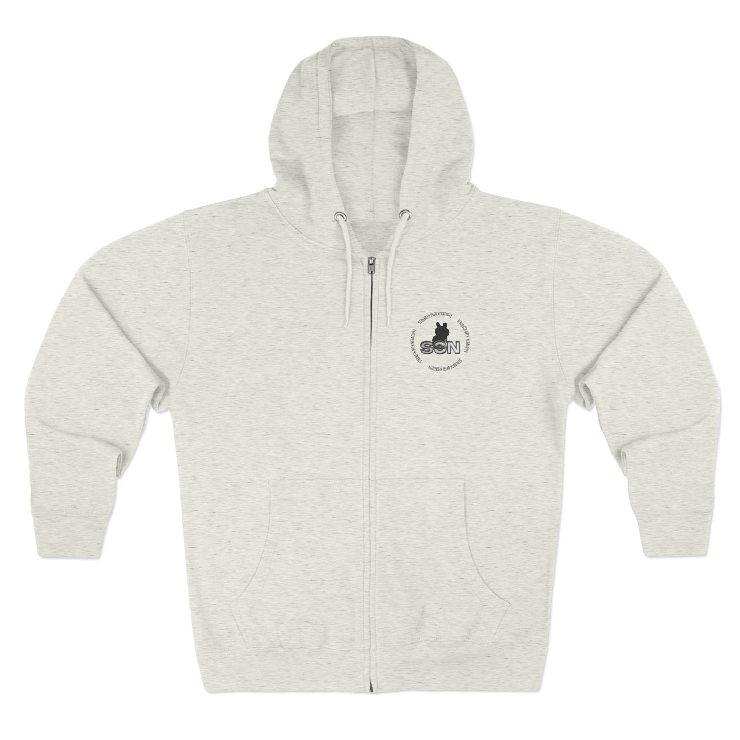 Split Wolf Crest Zip Hoodie — Dark & Gold Half-Skull Laurel Back Print
