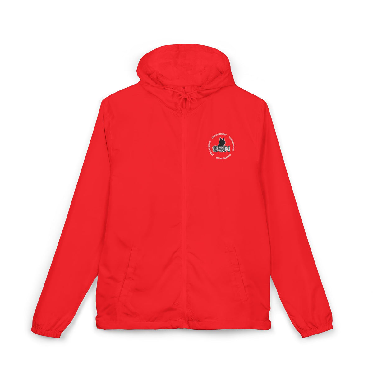 Windbreaker Jacket — Raven & Dove Split Emblem Hooded Windbreaker