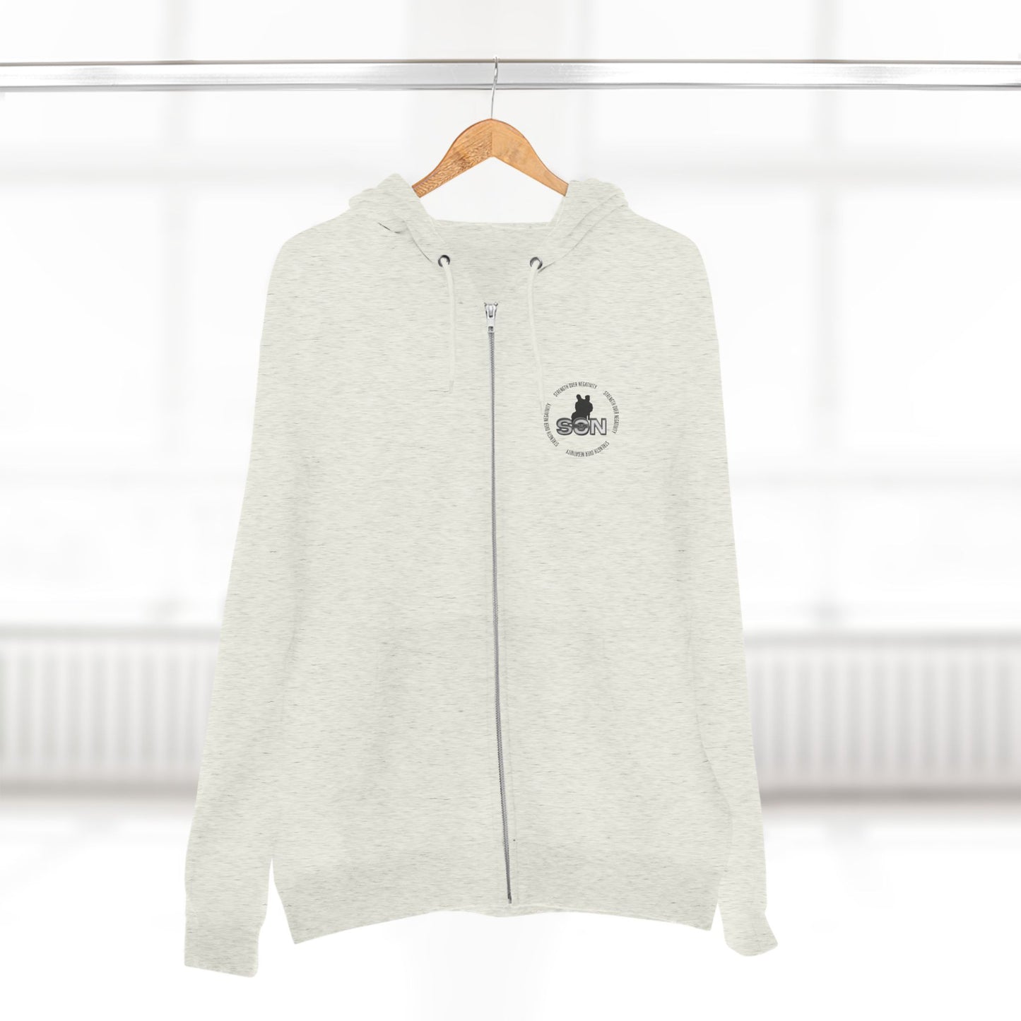 Split Wolf Crest Zip Hoodie — Dark & Gold Half-Skull Laurel Back Print