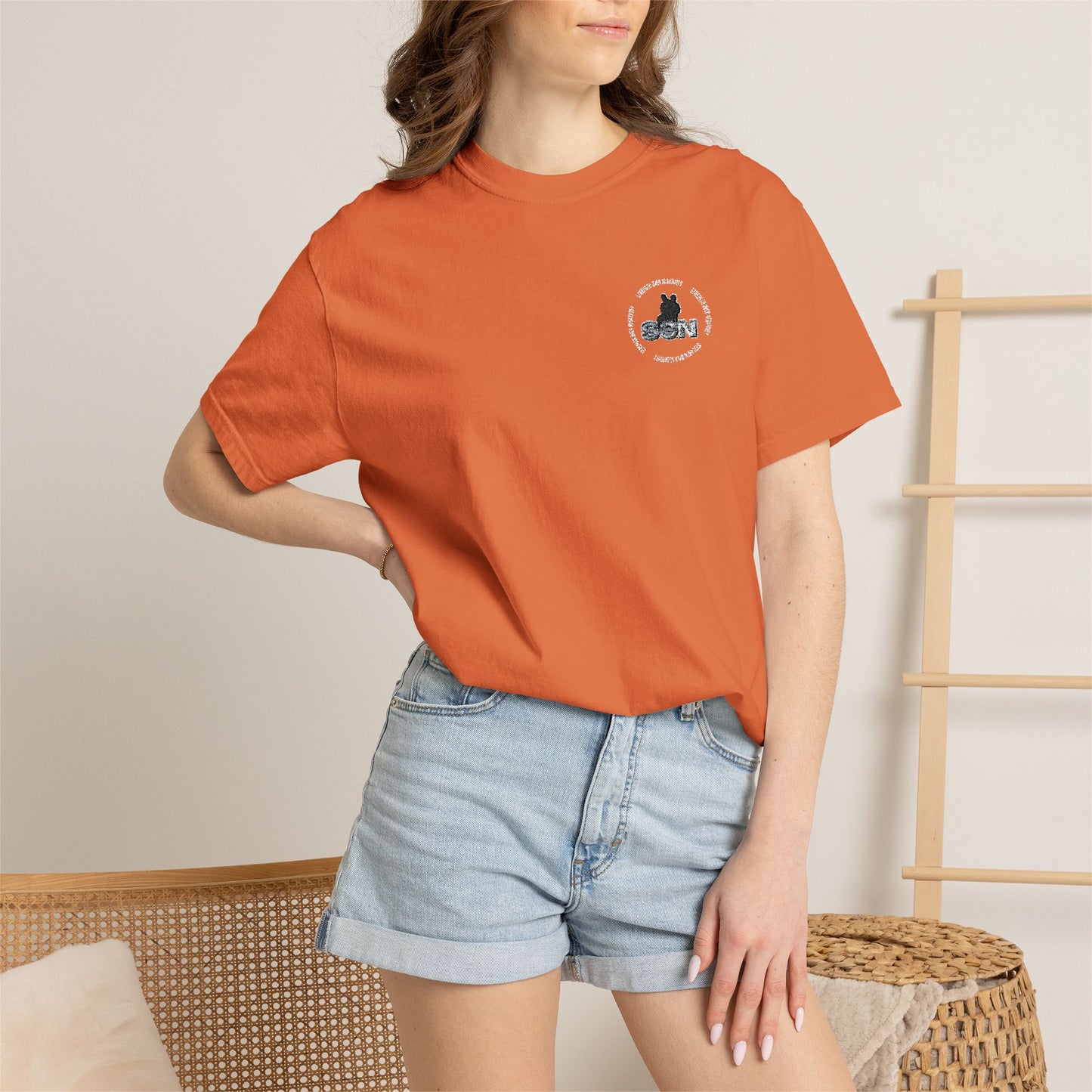 Cat Silhouette Floral Pocket T-Shirt