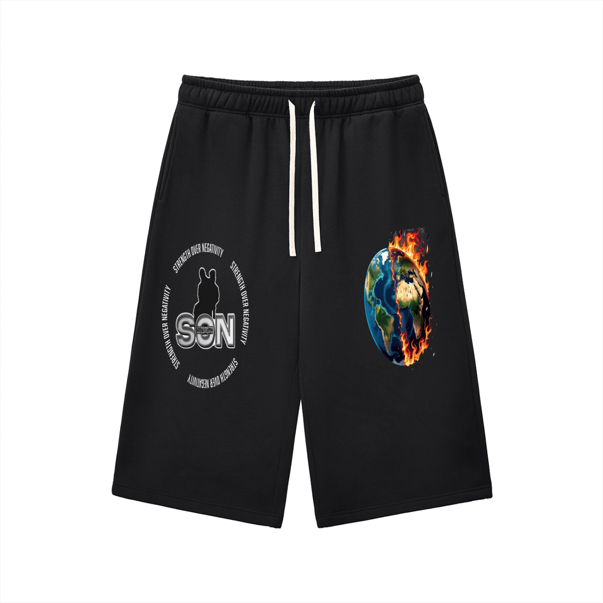 Relaxed Drawstring Three-quarter Sweatpants