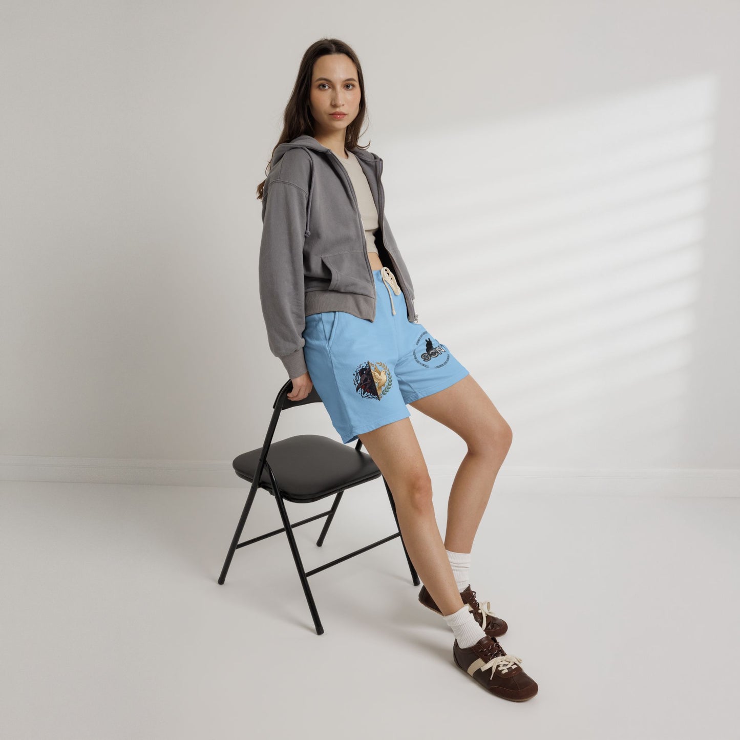Lightweight Fleece Sweat Shorts — Minimal Logo Casual Lounge Shorts