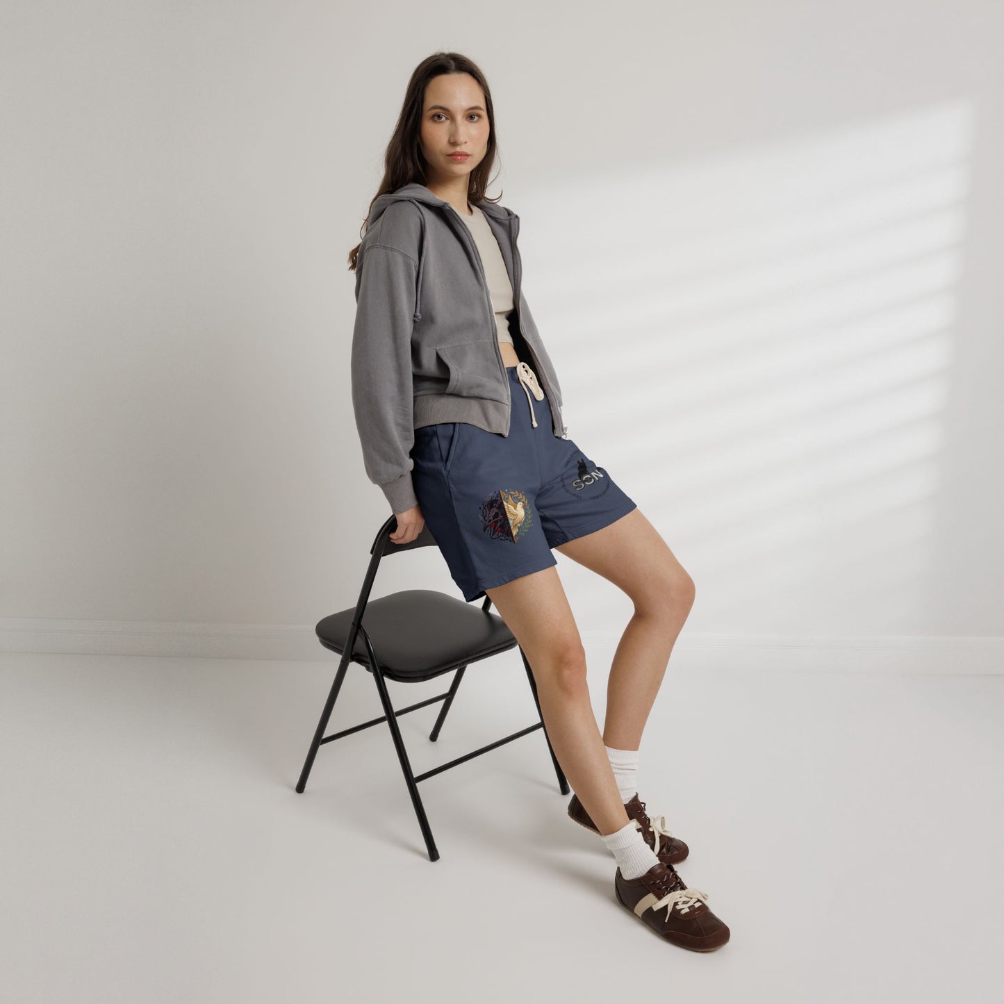 Lightweight Fleece Sweat Shorts — Minimal Logo Casual Lounge Shorts