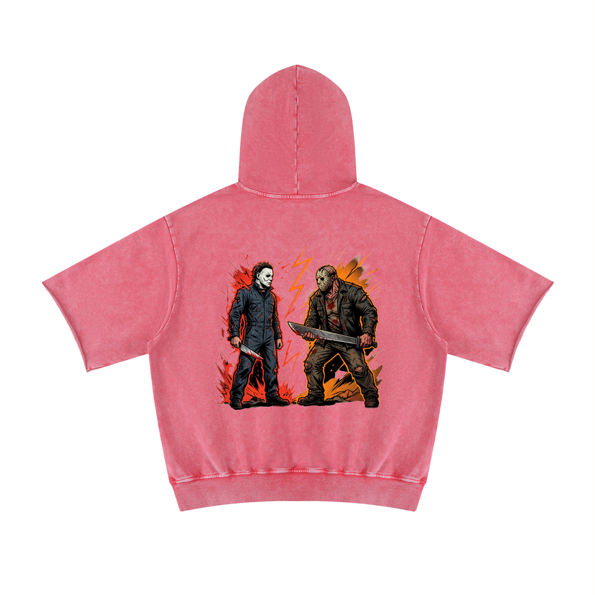 Unisex Mineral Wash Short Sleeve Hoodie