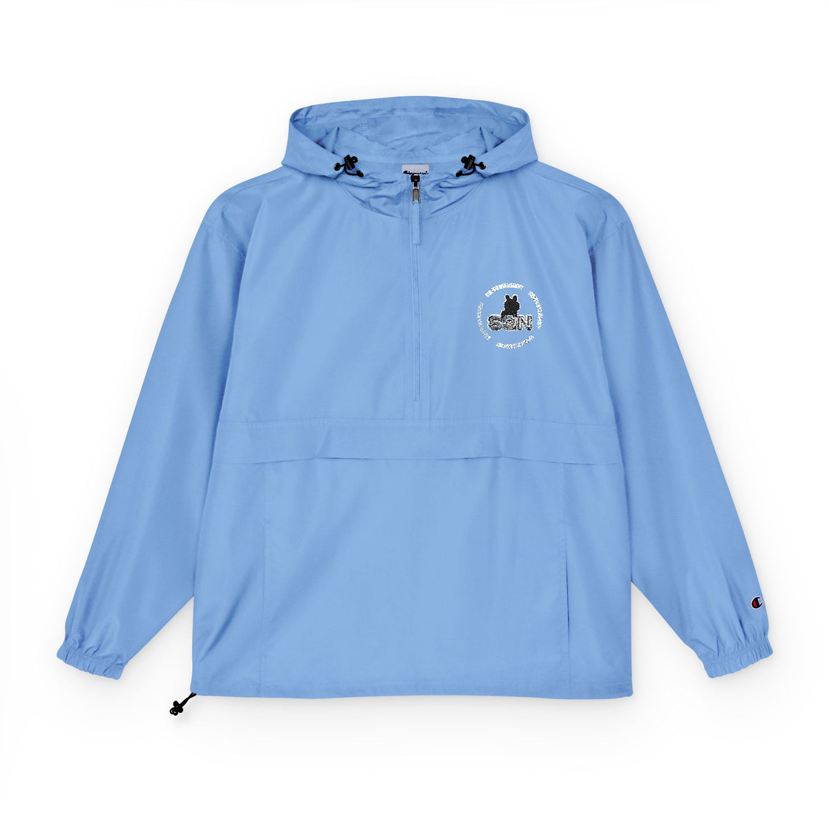 Packable Anorak Jacket — Minimal White Crest Logo, Lightweight Windbreaker for Travel & Outdoor