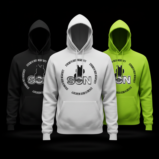 Hoodies - Black, White, Lime Green