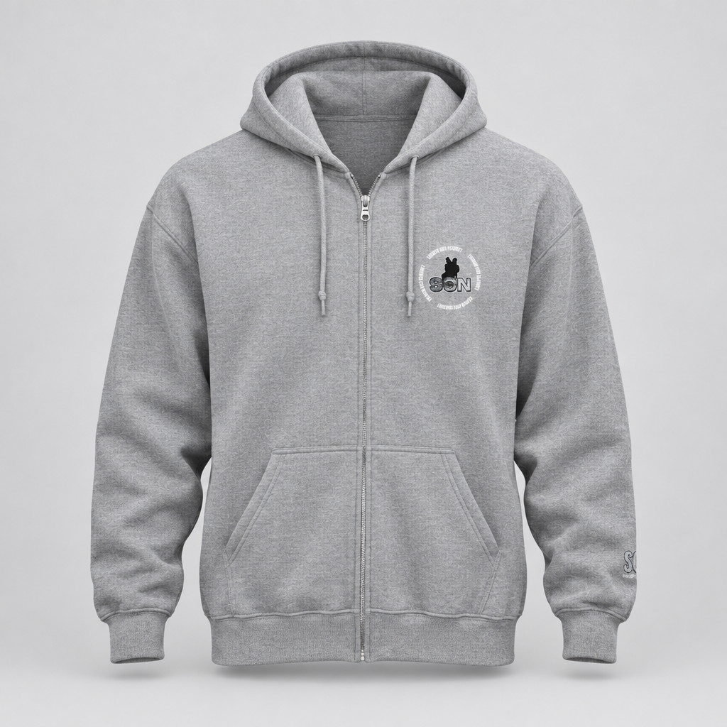 Sport Grey cartoon logo zip hoodie