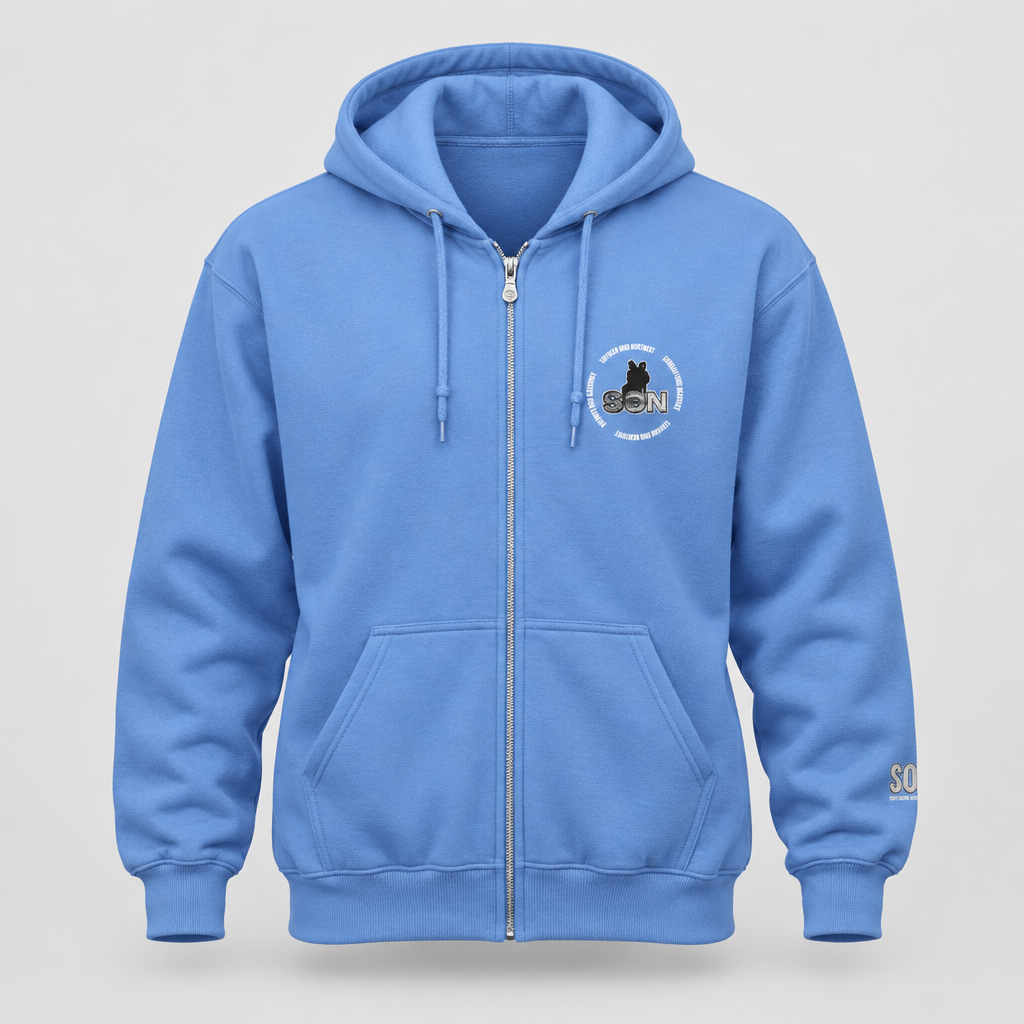 Carolina Blue cartoon logo zip hoodie